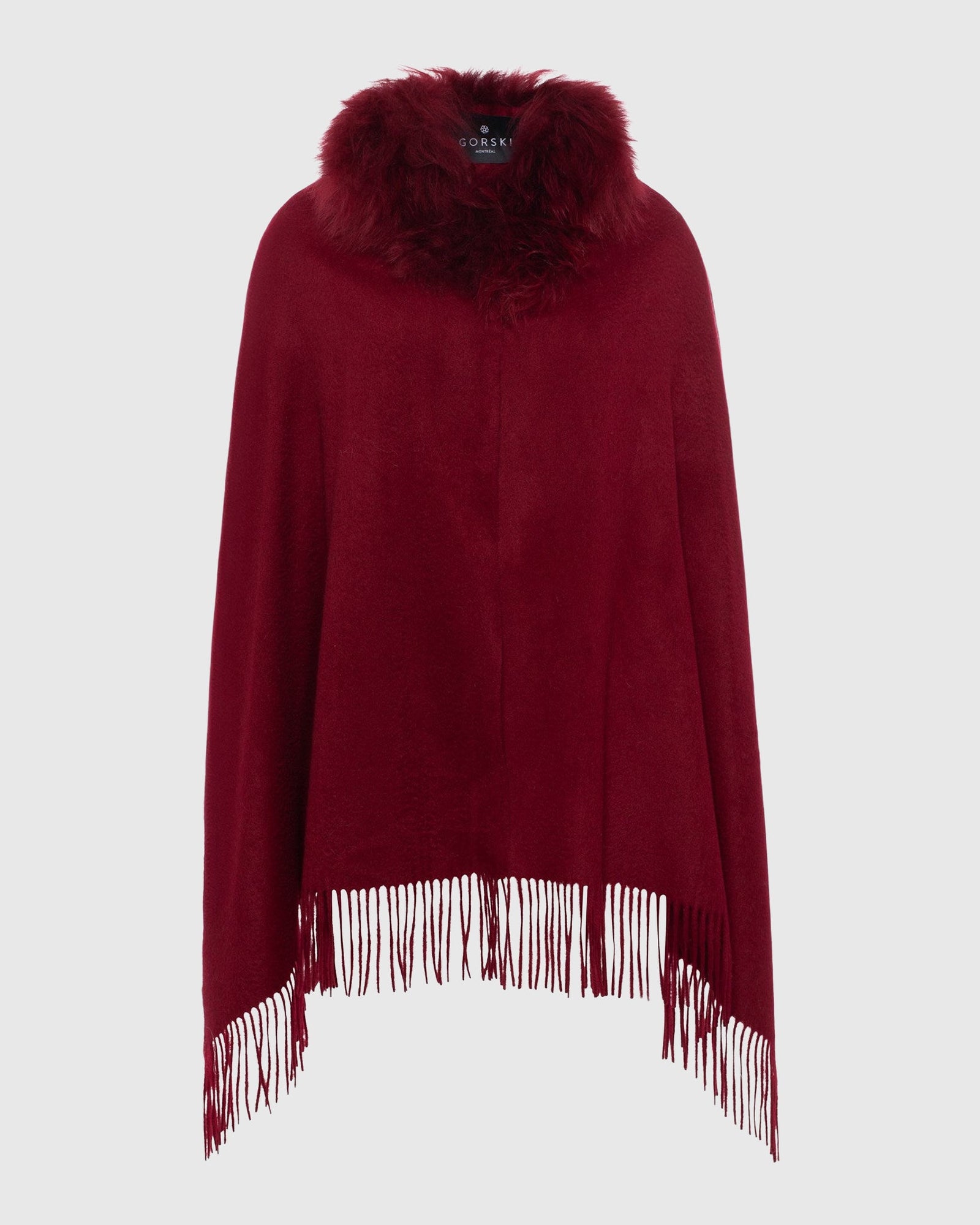 Select Cashmere Stole With Select Lamb Collar | Wine