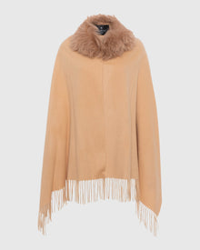 Select Cashmere Stole With Select Lamb Collar | Light Camel