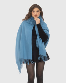 Select Cashmere Stole With Select Lamb Collar | Blue