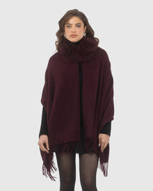 Select Cashmere Stole With Select Lamb Collar | Burgundy