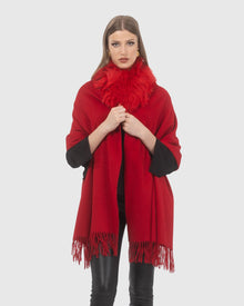 Select Cashmere Stole With Select Lamb Collar | Red