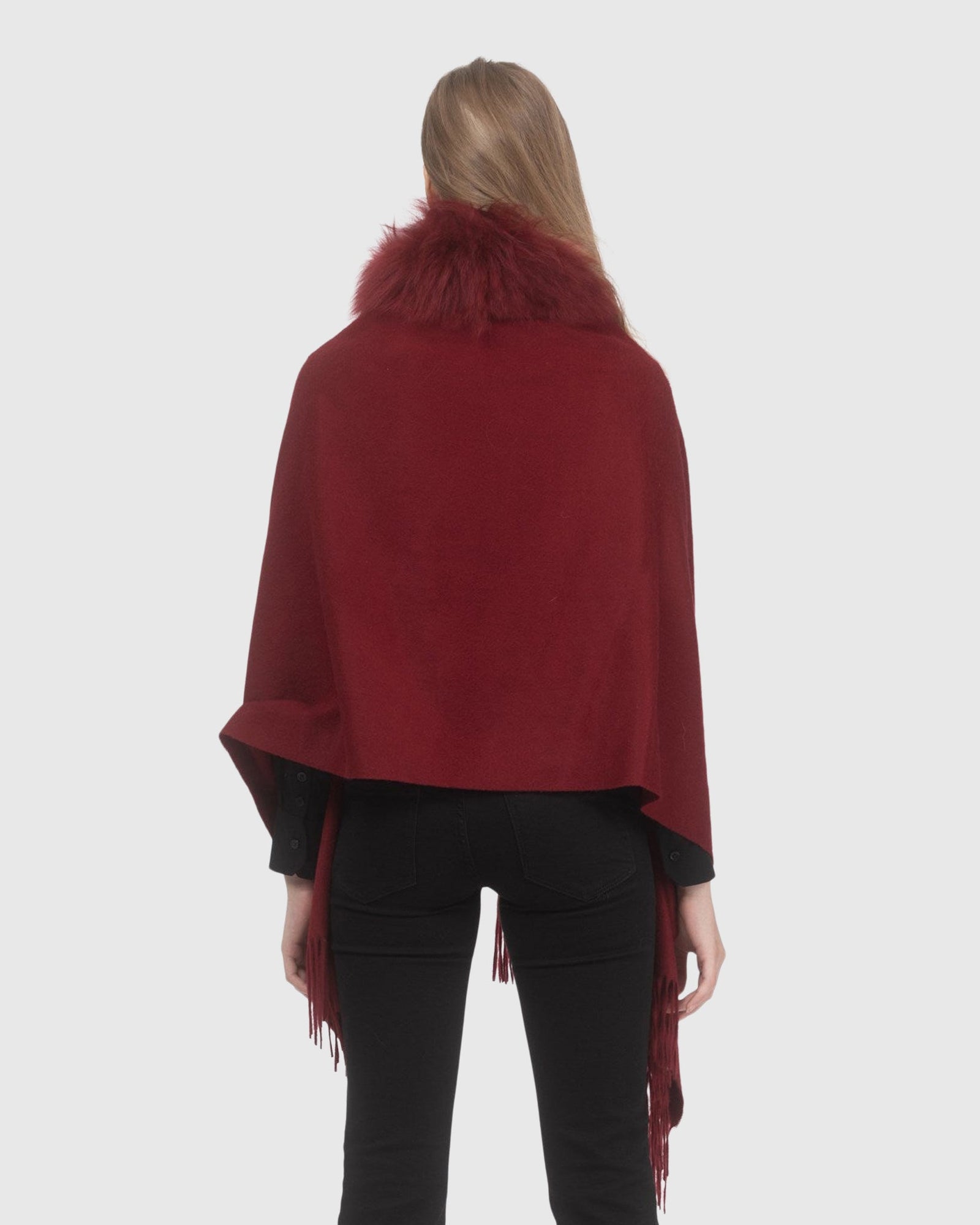 Select Cashmere Stole With Select Lamb Collar | Wine