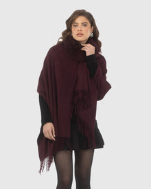 Select Cashmere Stole With Select Lamb Collar | Burgundy