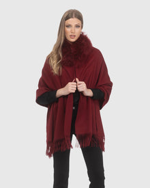 Select Cashmere Stole With Select Lamb Collar | Wine