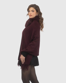 Select Cashmere Stole With Select Lamb Collar | Burgundy