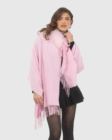 Select Cashmere Stole With Select Lamb Collar | Light Pink