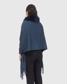 Select Cashmere Stole With Select Lamb Collar | Dark Blue
