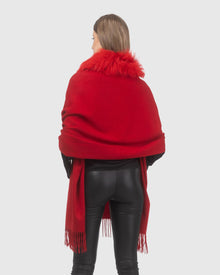 Select Cashmere Stole With Select Lamb Collar | Red