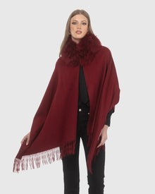 Select Cashmere Stole With Select Lamb Collar | Wine