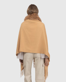 Select Cashmere Stole With Select Lamb Collar | Light Camel