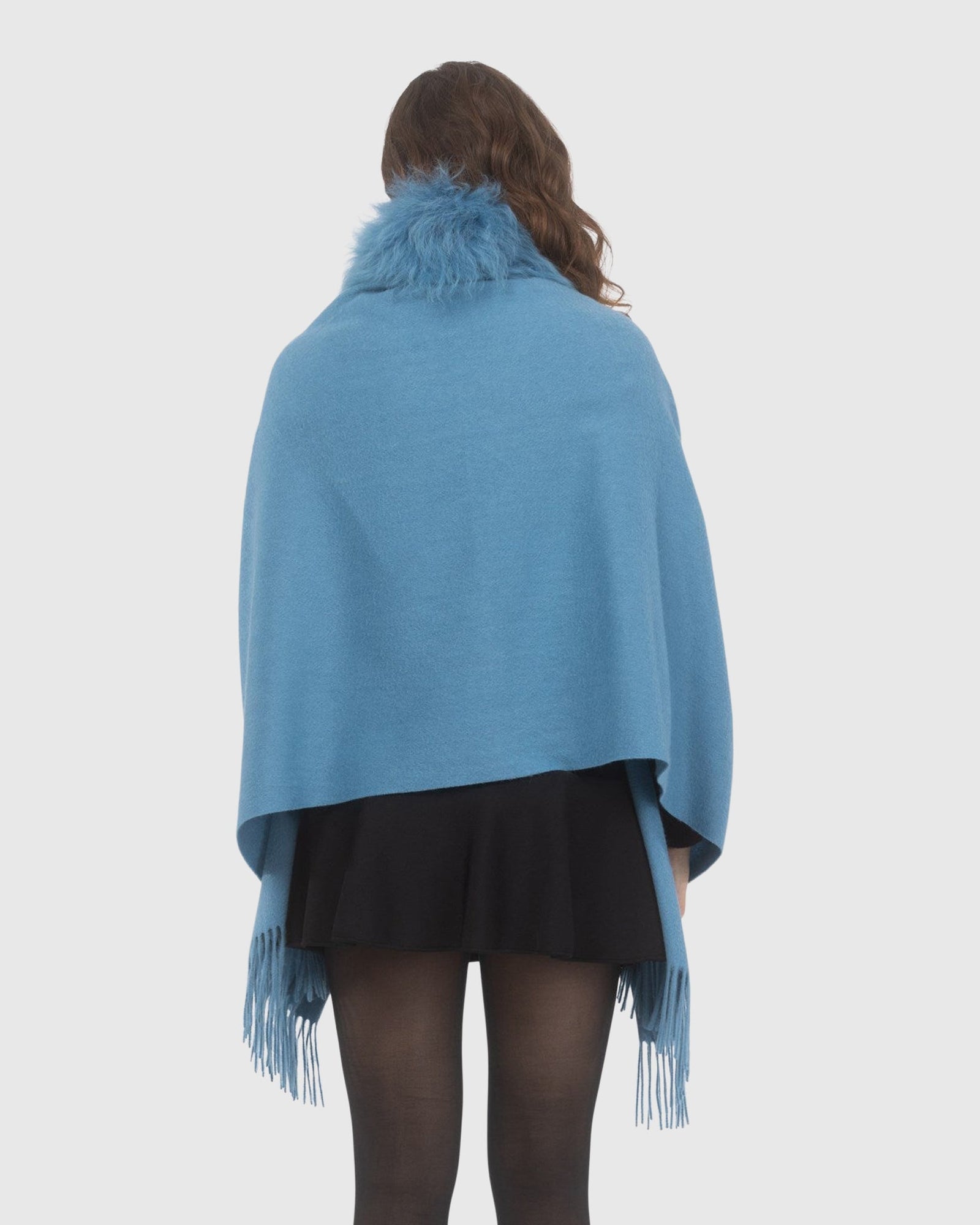 Select Cashmere Stole With Select Lamb Collar | Blue