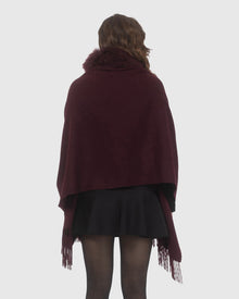 Select Cashmere Stole With Select Lamb Collar | Burgundy