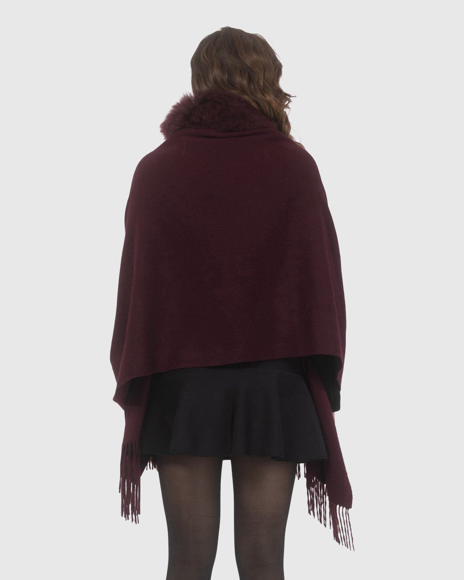 Select Cashmere Stole With Select Lamb Collar | Burgundy