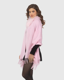 Select Cashmere Stole With Select Lamb Collar | Light Pink