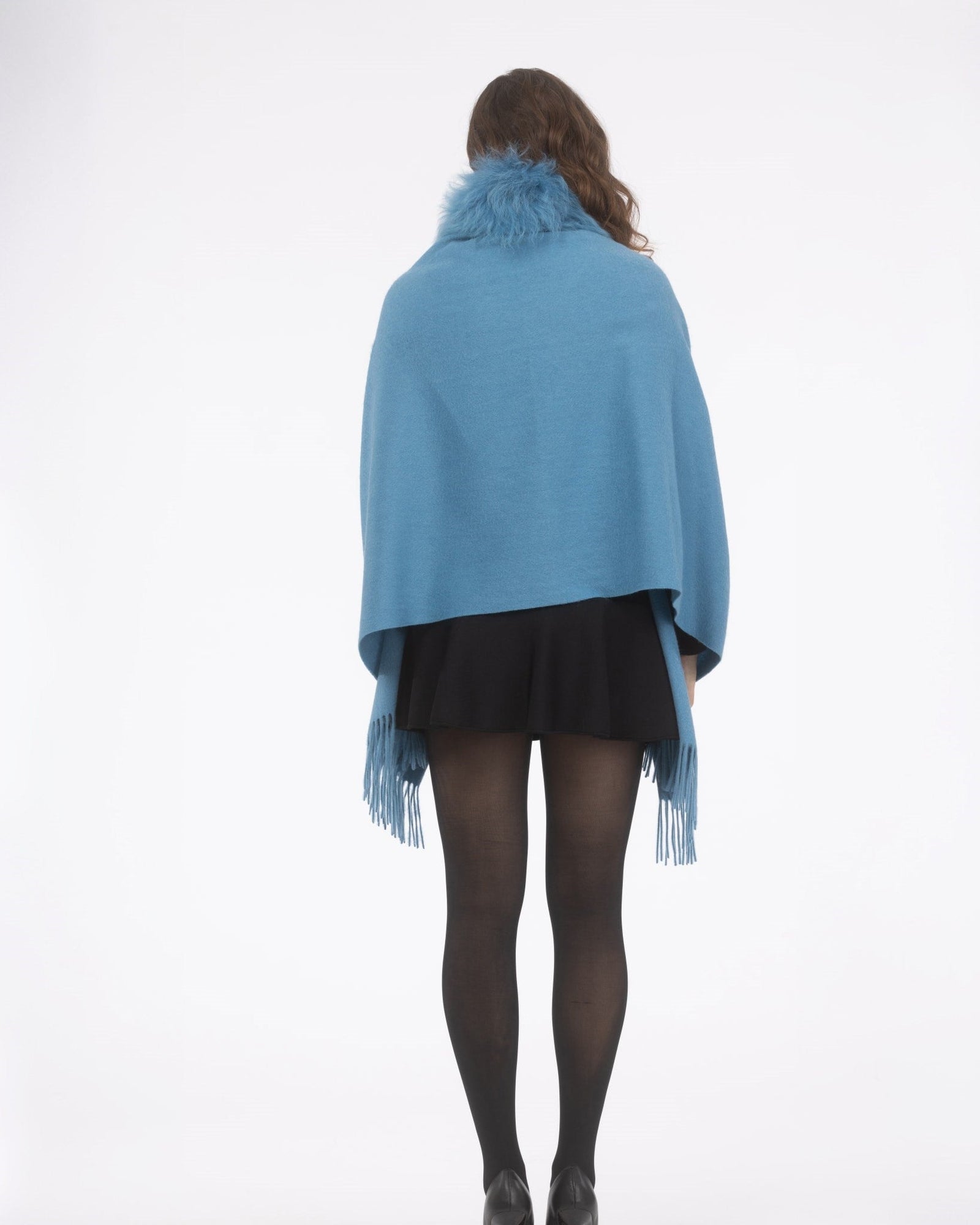 Select Cashmere Stole With Select Lamb Collar | Blue
