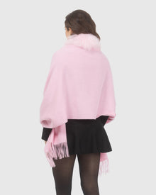 Select Cashmere Stole With Select Lamb Collar | Light Pink