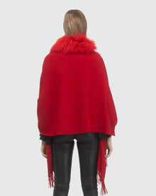 Select Cashmere Stole With Select Lamb Collar | Red