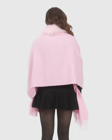 Select Cashmere Stole With Select Lamb Collar | Light Pink
