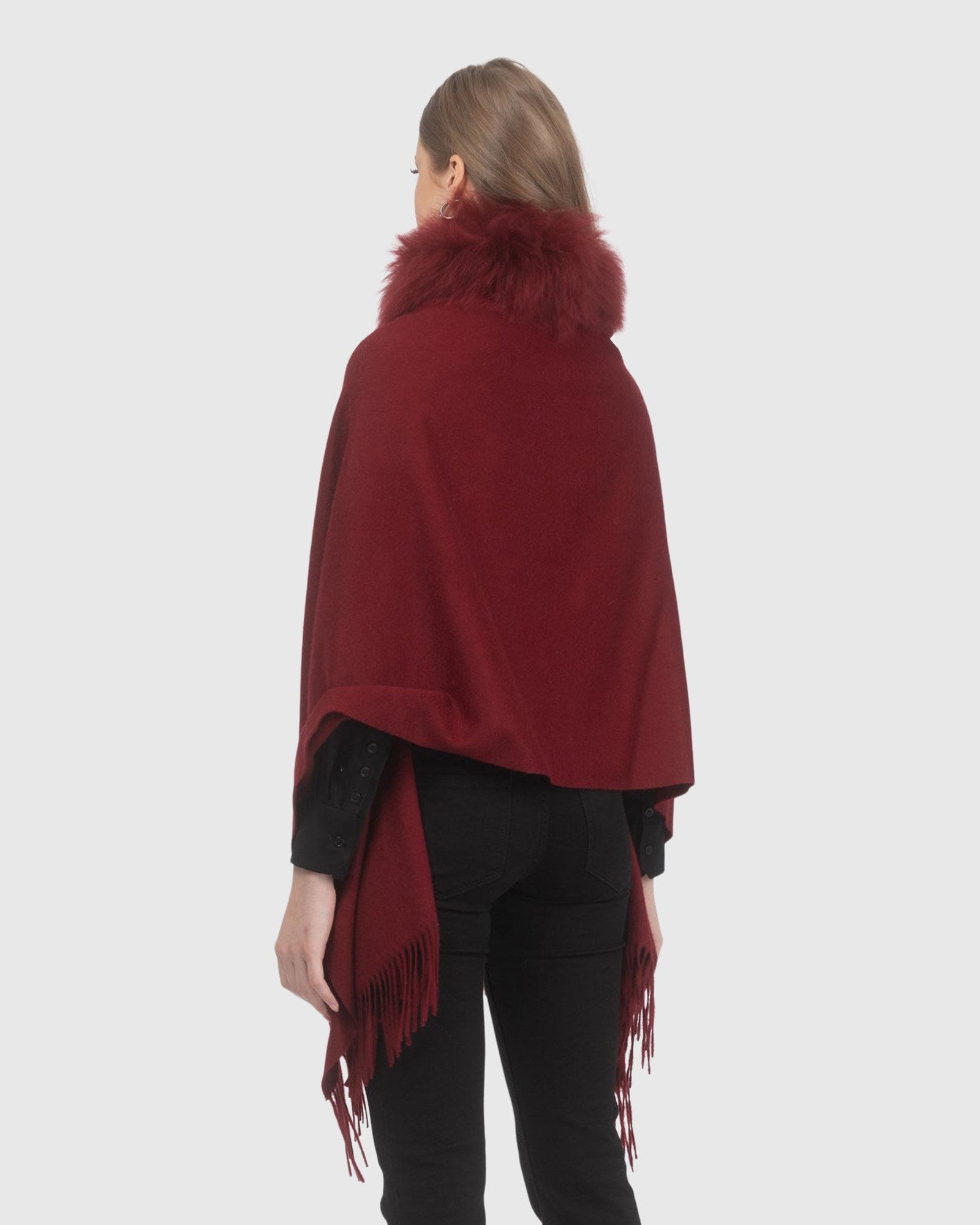 Select Cashmere Stole With Select Lamb Collar | Wine