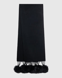 Select Cashmere Stole With Select Lamb Pompoms | Black