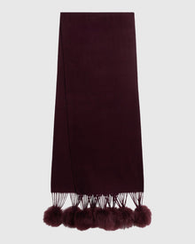 Select Cashmere Stole With Select Lamb Pompoms | Burgundy