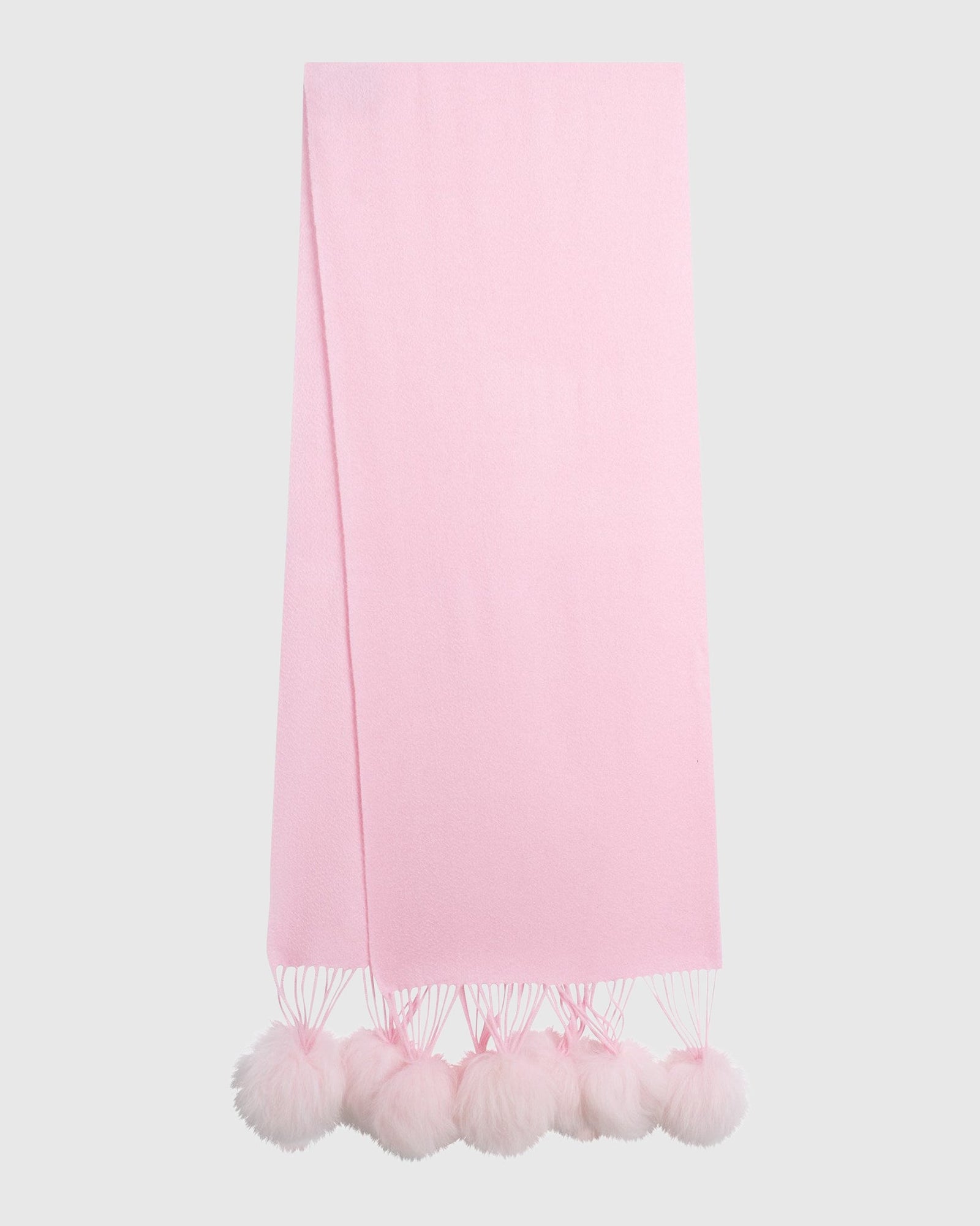Select Cashmere Stole With Select Lamb Pompoms | Light Pink