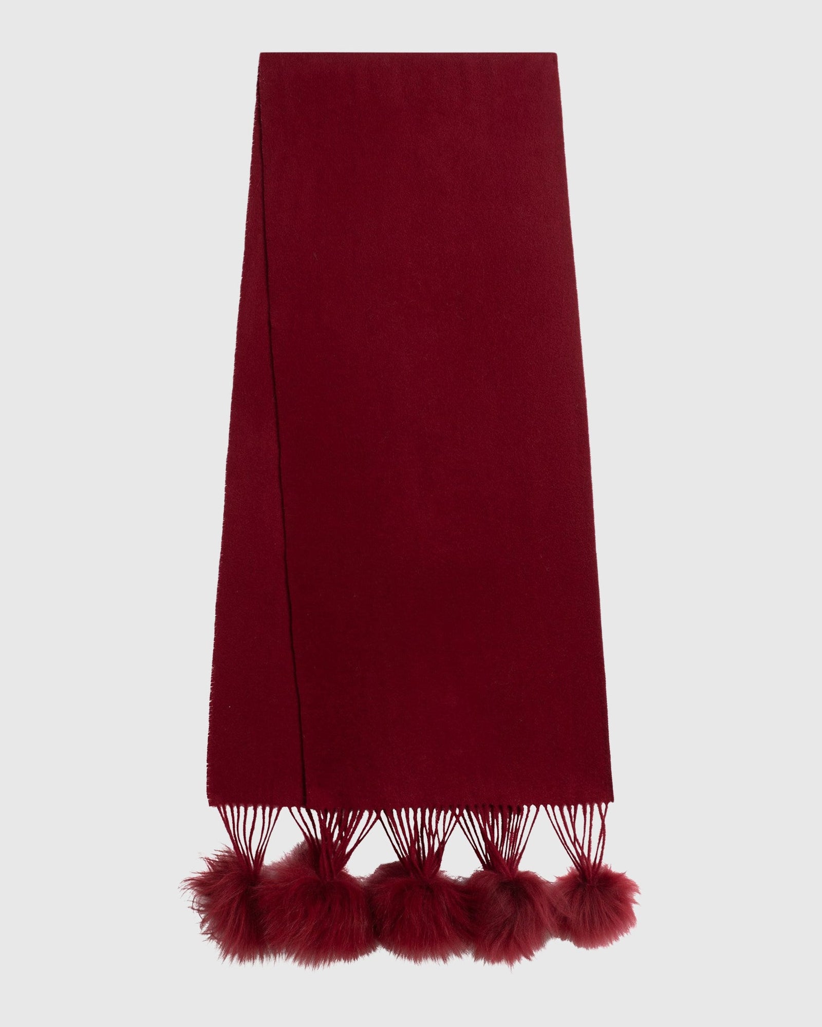 Select Cashmere Stole With Select Lamb Pompoms | Wine