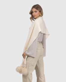 Select Cashmere Stole With Select Lamb Pompoms | Ivory