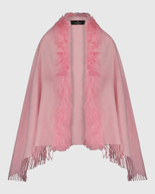 Select Cashmere Stole with Toscana Shearling Lamb Trim | Light Pink