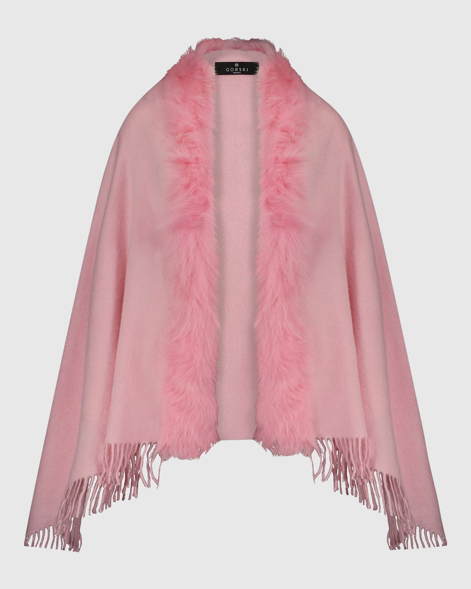 Select Cashmere Stole with Toscana Shearling Lamb Trim | Light Pink