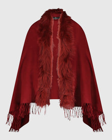 Select Cashmere Stole with Toscana Shearling Lamb Trim | Wine