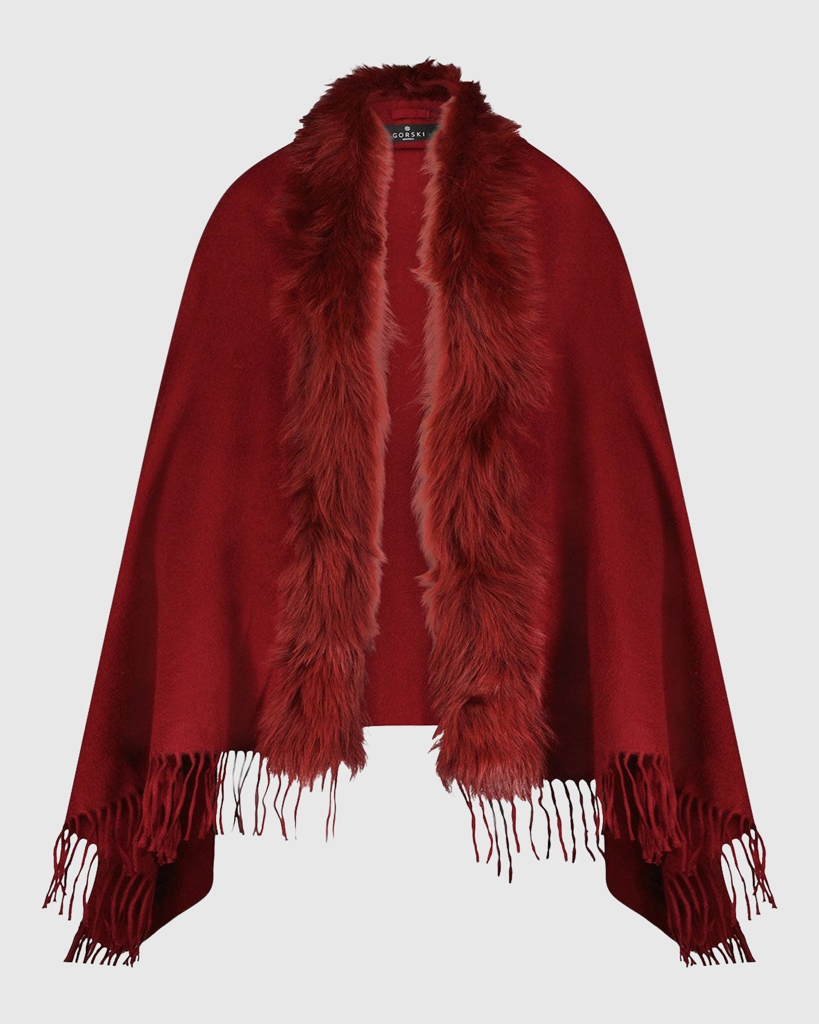 Select Cashmere Stole with Toscana Shearling Lamb Trim | Wine