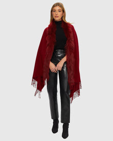 Select Cashmere Stole with Toscana Shearling Lamb Trim | Wine