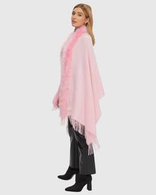 Select Cashmere Stole with Toscana Shearling Lamb Trim | Light Pink