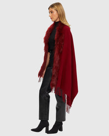 Select Cashmere Stole with Toscana Shearling Lamb Trim | Wine
