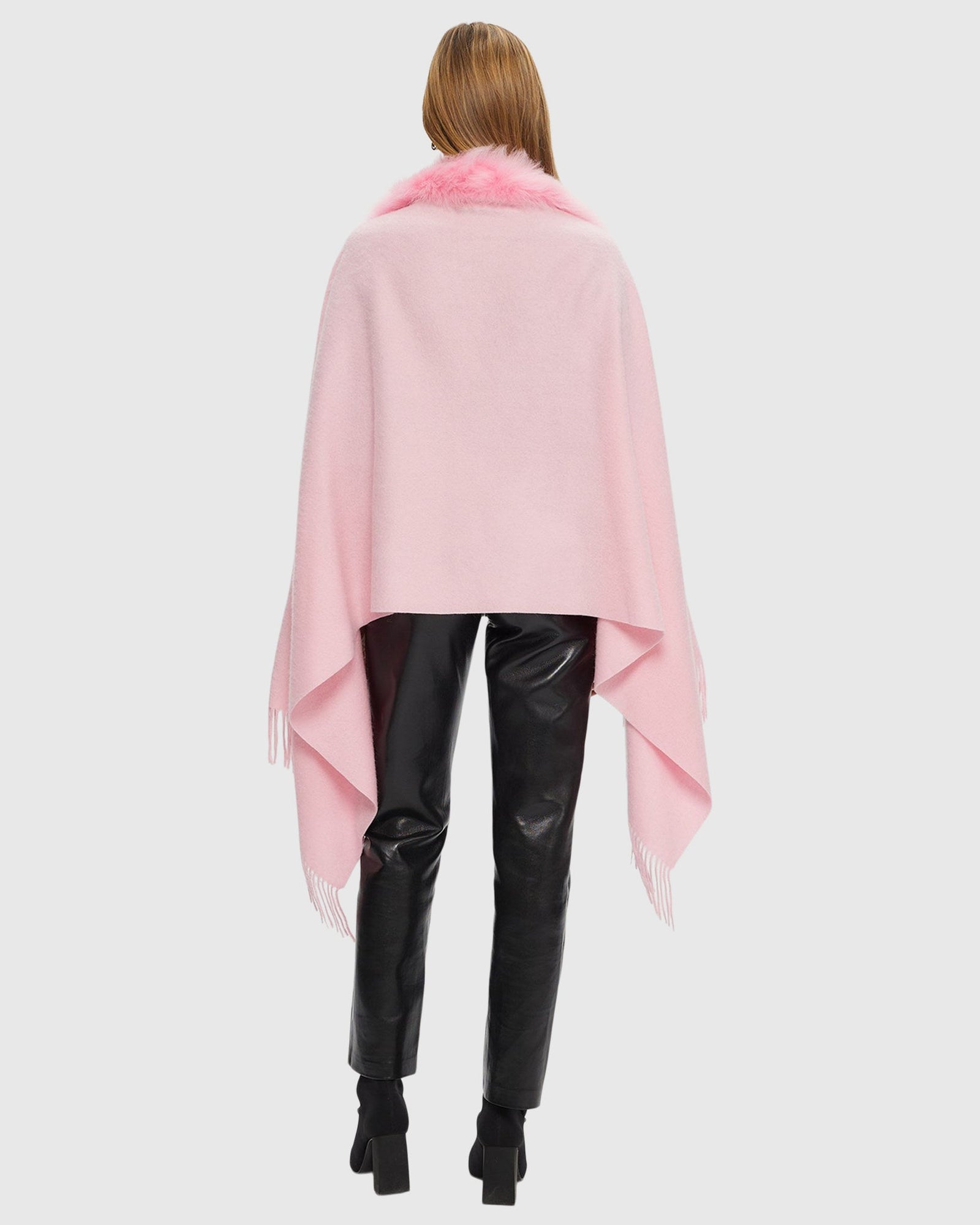 Select Cashmere Stole with Toscana Shearling Lamb Trim | Light Pink