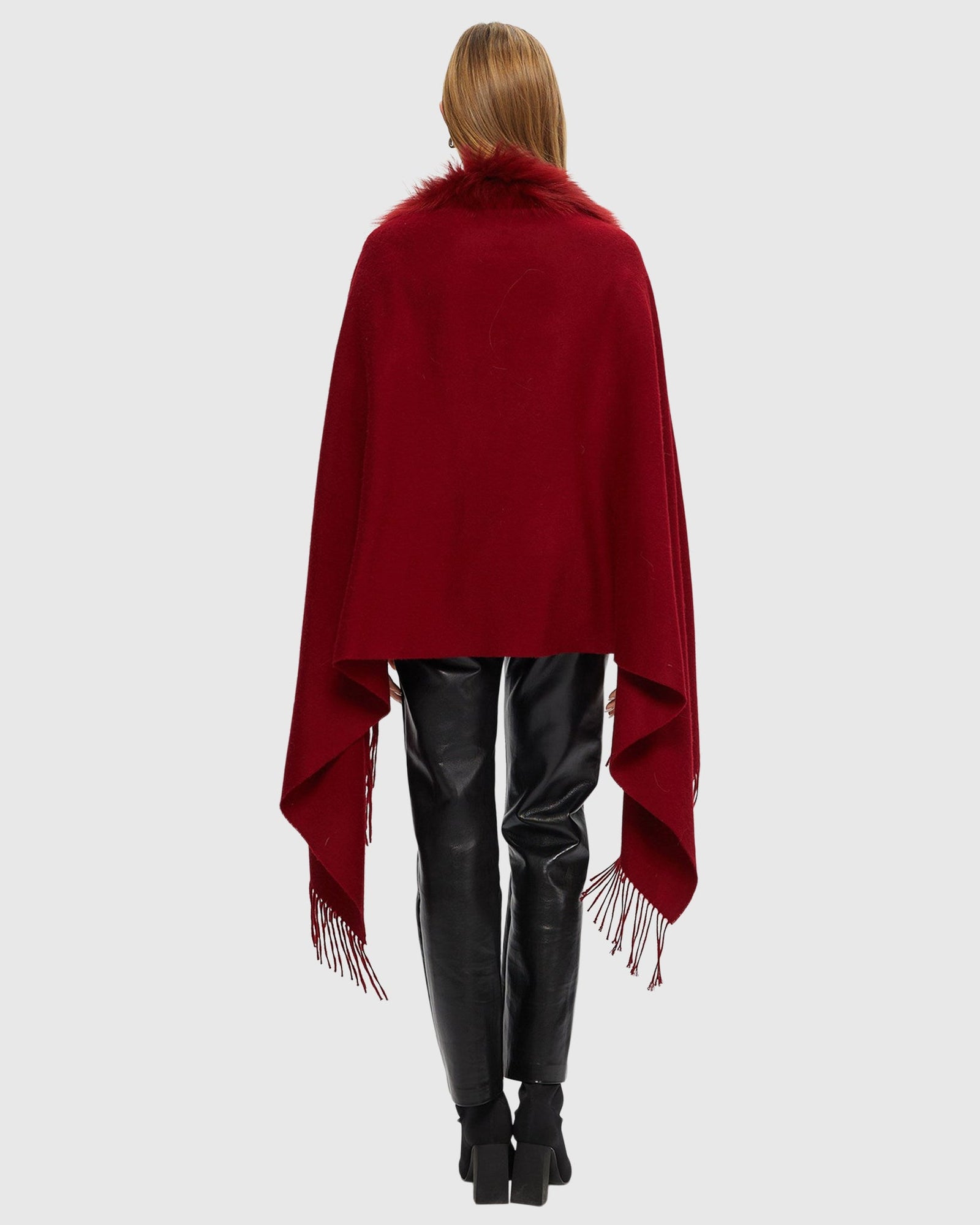 Select Cashmere Stole with Toscana Shearling Lamb Trim | Wine