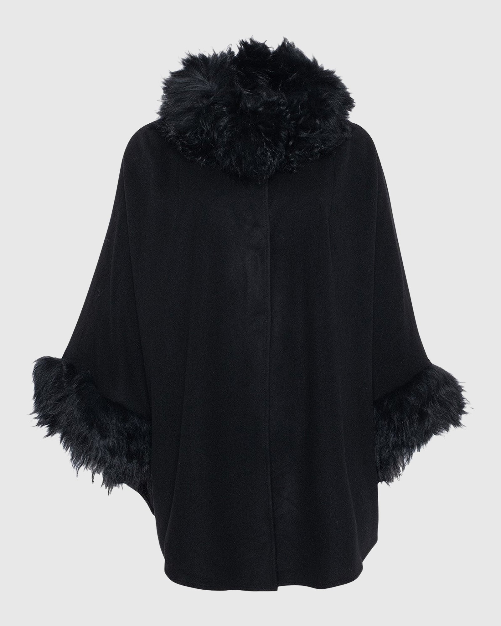 Select Cashmere & Wool Cape With Select Lamb Trim | Black