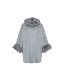 Select Cashmere & Wool Cape With Select Lamb Trim | Women | Gray