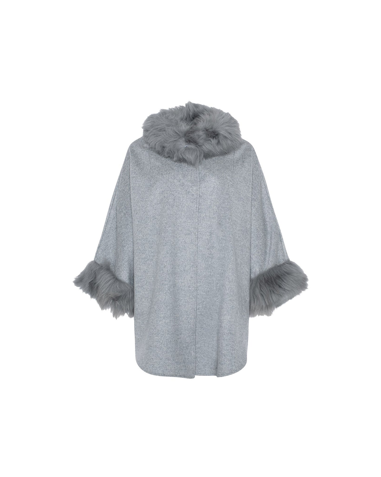 Select Cashmere & Wool Cape With Select Lamb Trim | Women | Gray