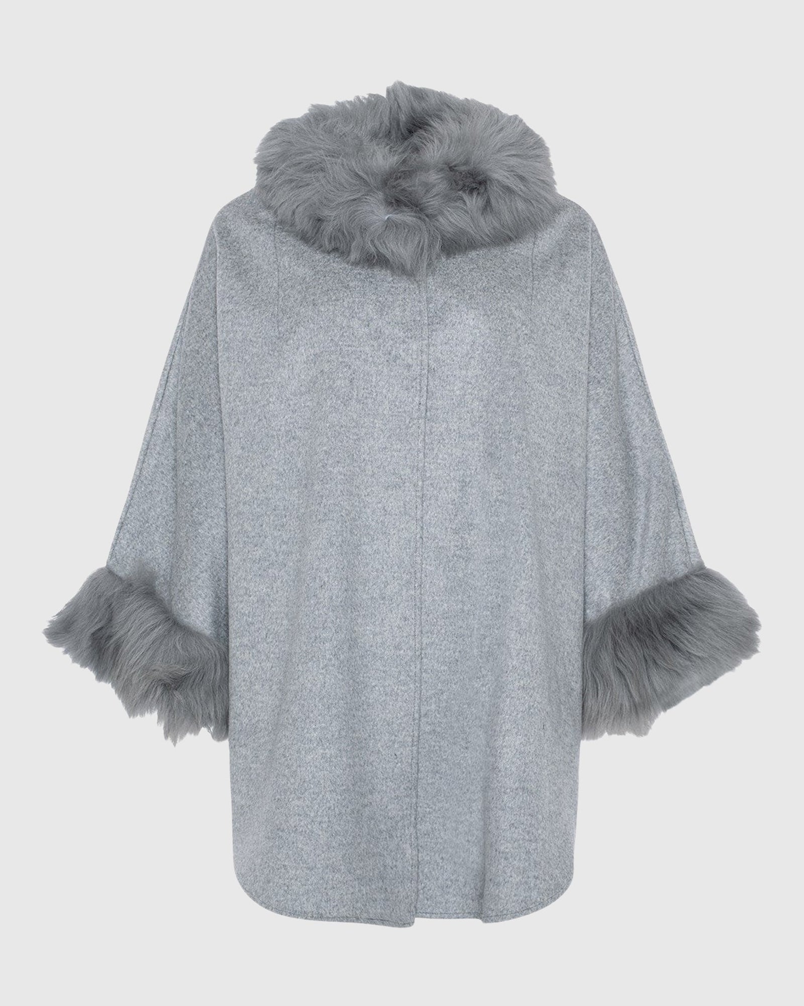 Select Cashmere & Wool Cape With Select Lamb Trim | Gray