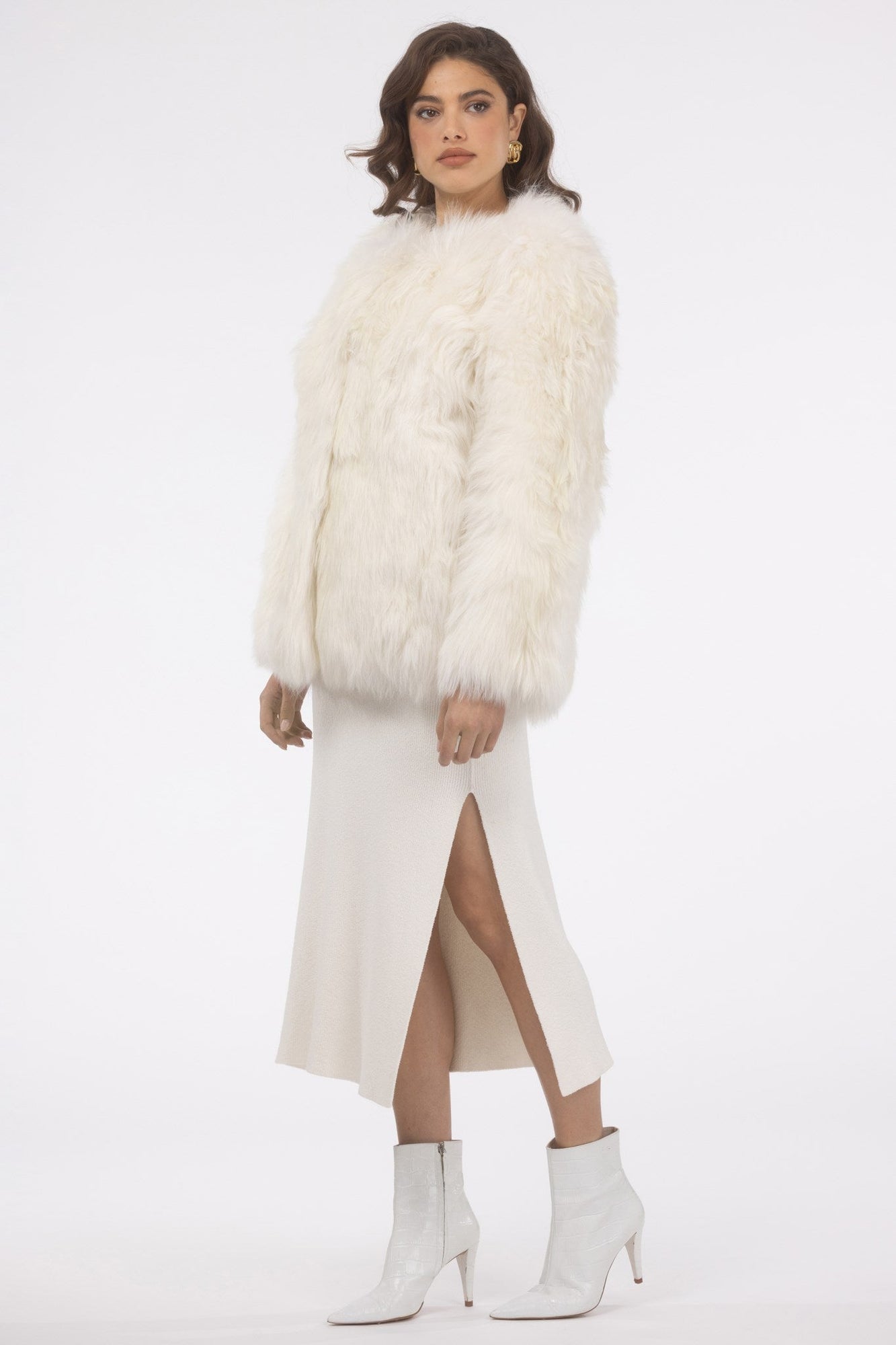 Select Lamb Collarless Jacket | Women | Ivory