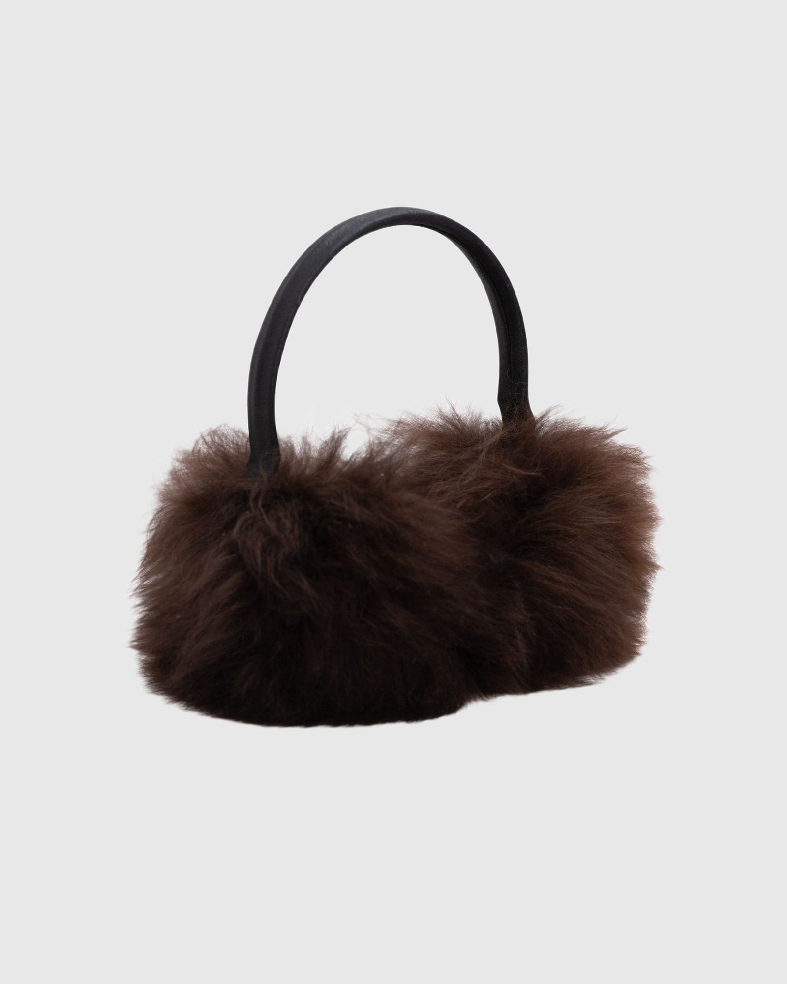 Select Lamb Earmuffs with Leather Frame | Dark Brown