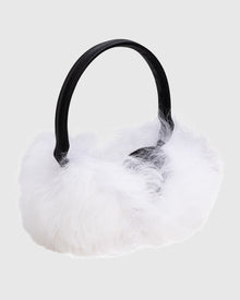 Select Lamb Earmuffs with Leather Frame | Bleached White