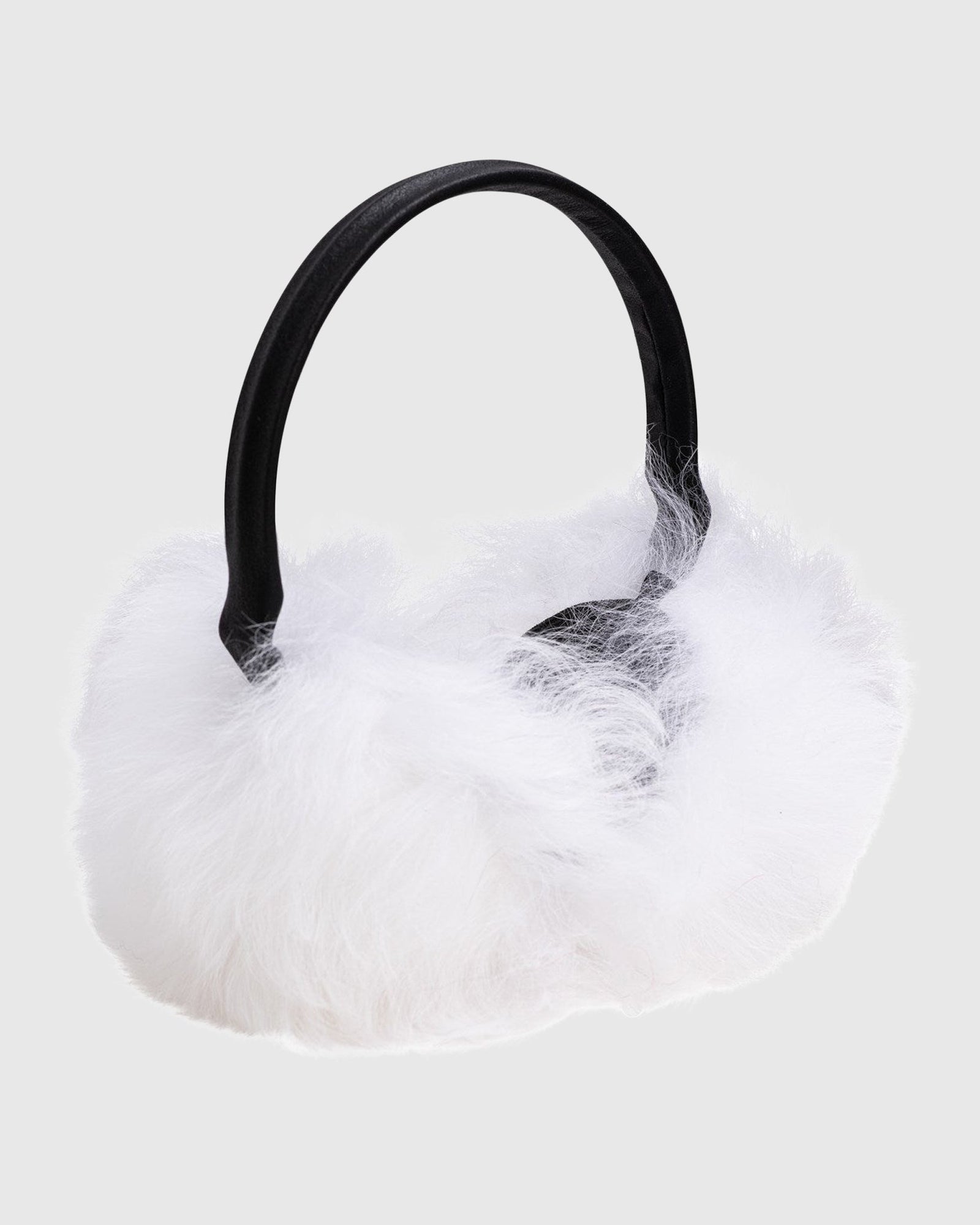 Select Lamb Earmuffs with Leather Frame | Bleached White