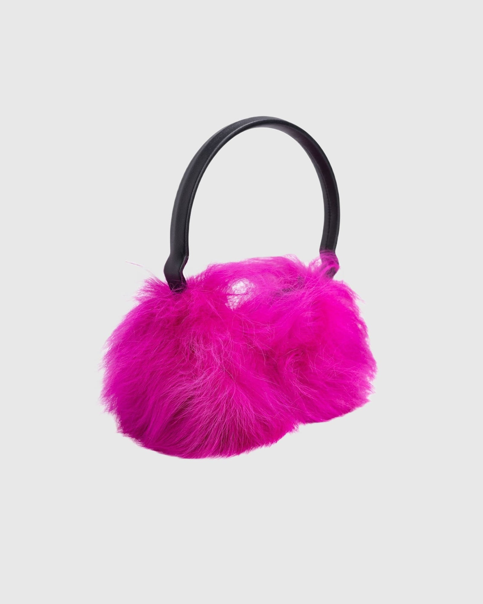 Select Lamb Earmuffs with Leather Frame | Fuschia