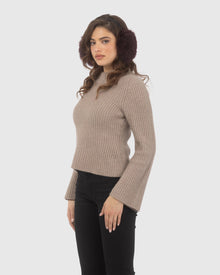 Select Lamb Earmuffs with Leather Frame | Burgundy