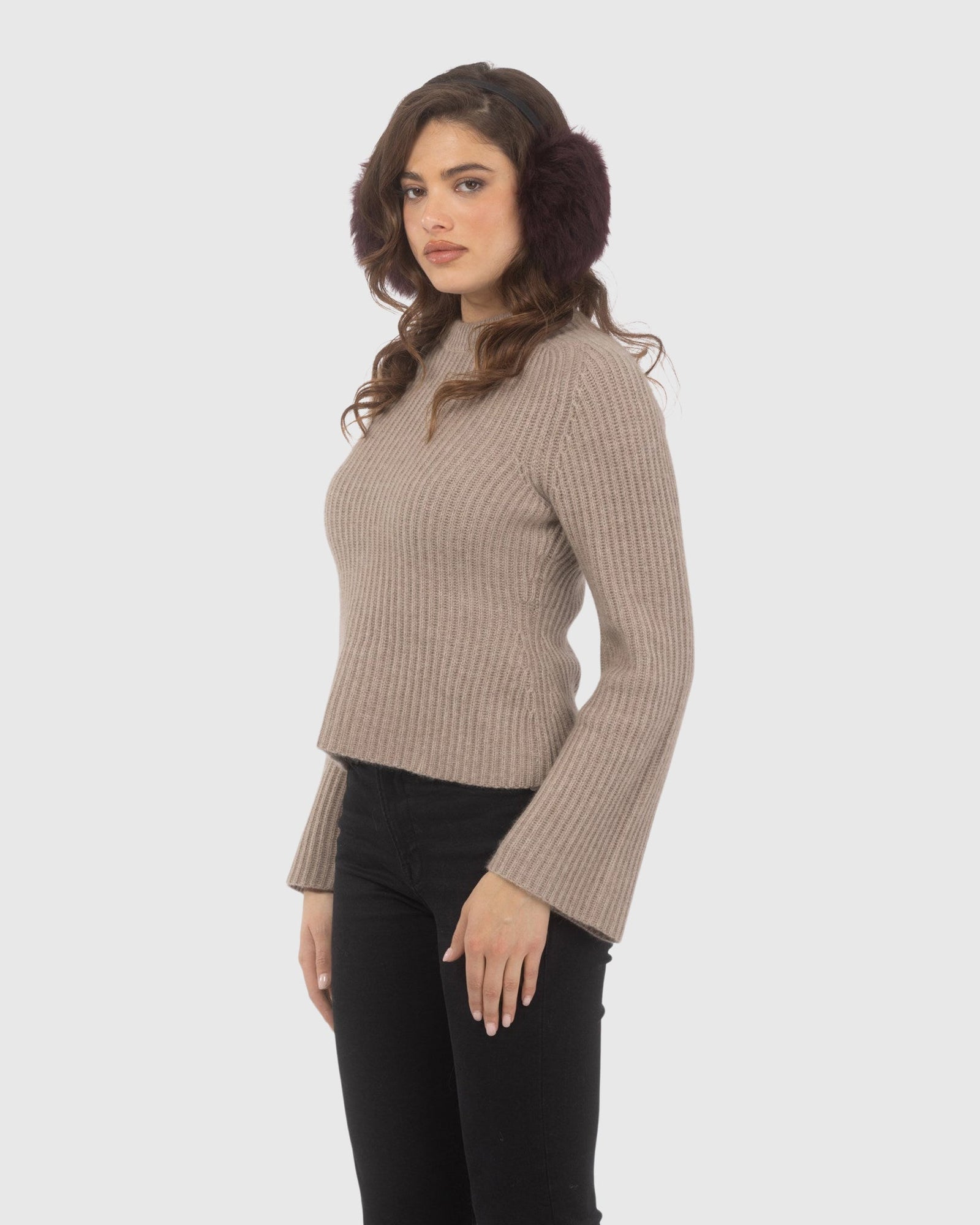 Select Lamb Earmuffs with Leather Frame | Burgundy