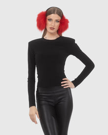 Shearling Lamb Earmuffs | Red