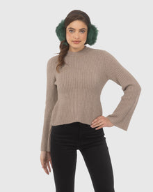 Select Lamb Earmuffs with Leather Frame | Emerald